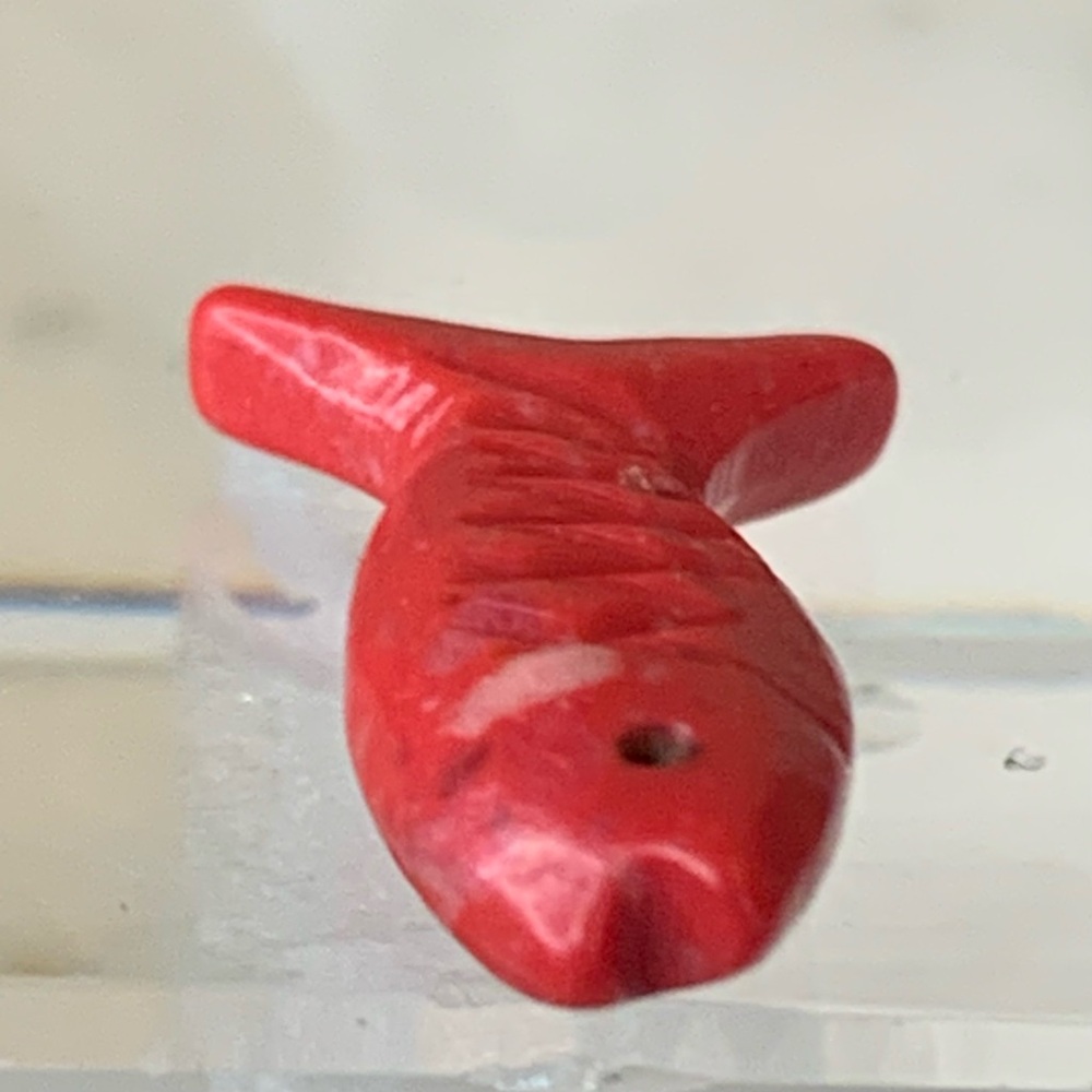 Native American Zuni Style Fish Fetish Bead Drilled Red Jasper Carved Animal .7" - Picture 5 of 11